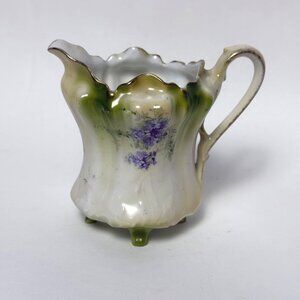 Antique RS Germany Delicate Porcelain Footed Floral Creamer Pitcher